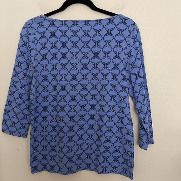 Talbots blue cotton pattern top - Picture 3 of 9
